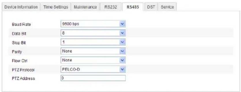 LEVELONE FCS-3084 - Configuration> Advanced Configuration> System > RS485 - 1