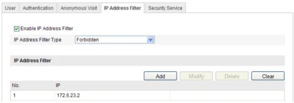 LEVELONE FCS-3084 - Configuration> Advanced Configuration> Security > IP Address Filter - 1