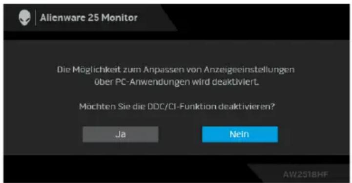 ALIENWARE AW2518HF - HINWEIS: Die Meldung könnte je nach angeschlossenem Eingangssignal leicht unterschiedlich sein. - 1