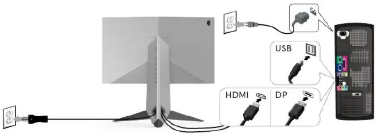 ALIENWARE AW2518HF - Anschluss des Computers - 1