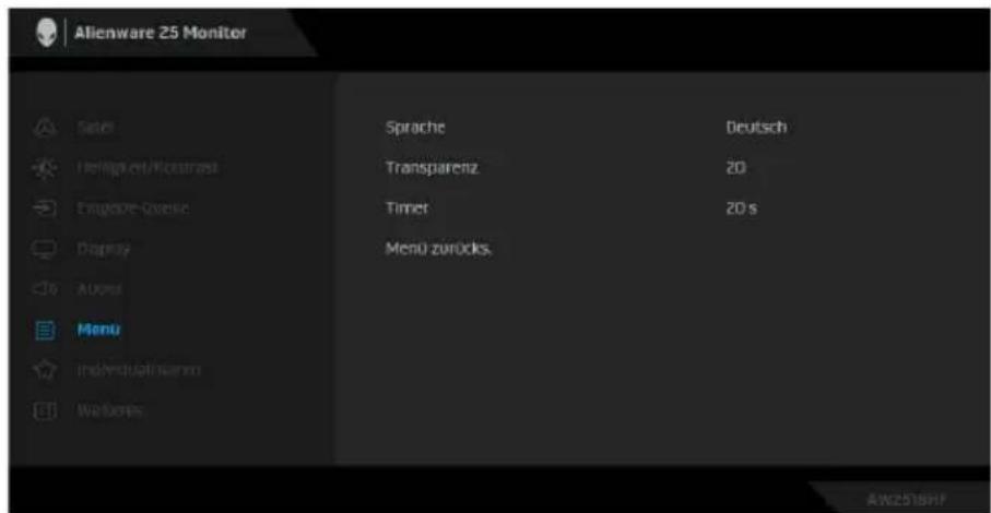 ALIENWARE AW2518HF - Menü - 1