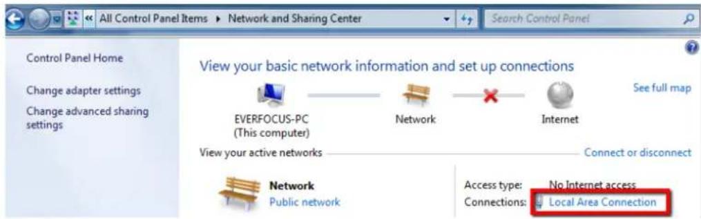 EverFocus ELUX16 - ◆ Click Local Area Connection. - 1