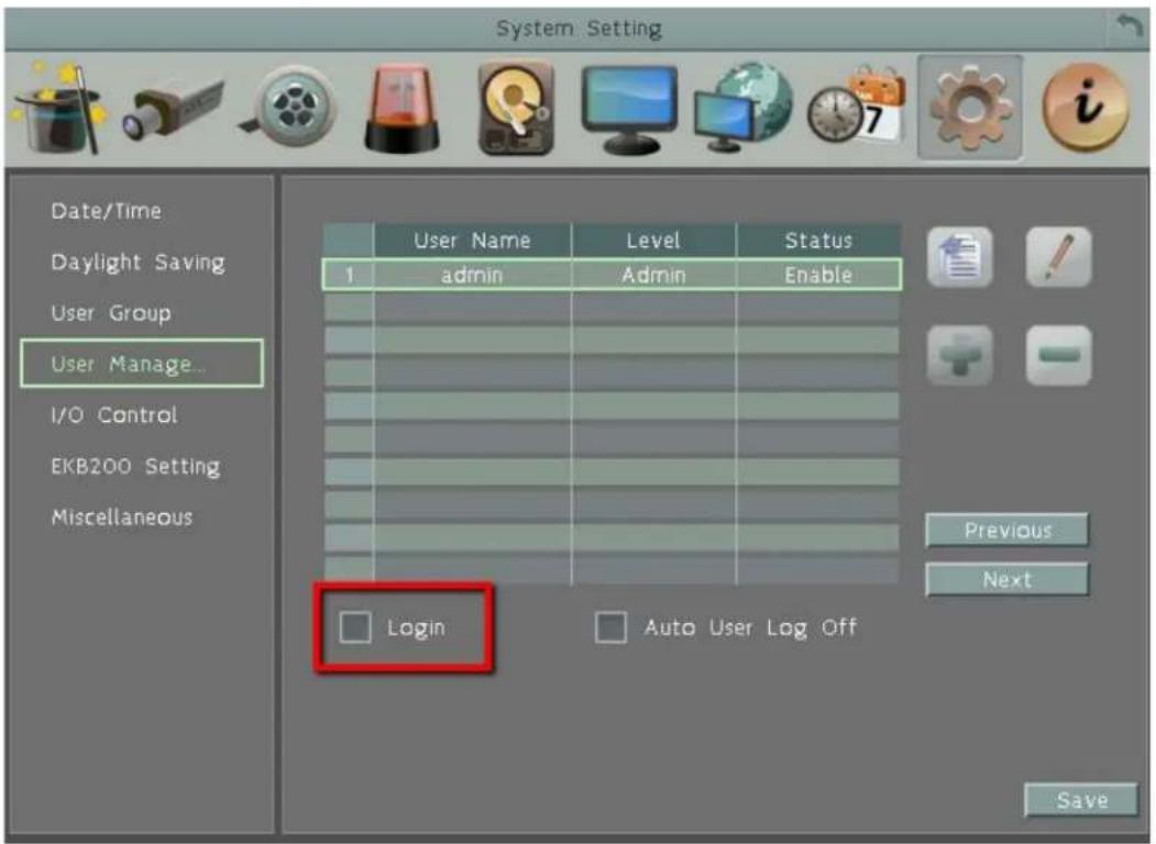 EverFocus ELUX16 - Logout - 2