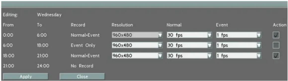 EverFocus ELUX4 - Schedule setting using Mouse - 1
