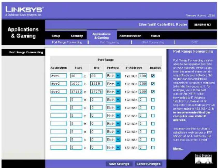 EverFocus ELUX4 - Typical Linksys Port Forwarding - 2
