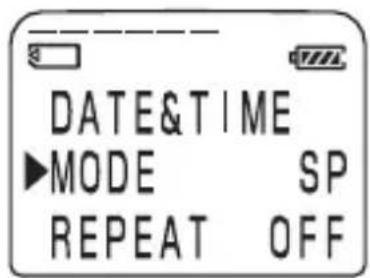 DATE&TIME ►MODE SP REPEAT OFF