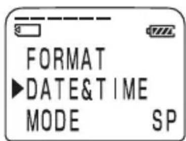 FORMAT ►DATE&TIME MODE SP