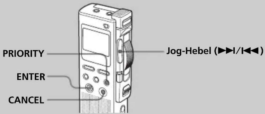 PRIORITY ENTER CANCEL Jog-Hebel (▶▶▶▶▶▶)