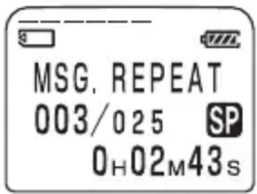 MSG. REPEAT 003/025 SP 0H02M43S