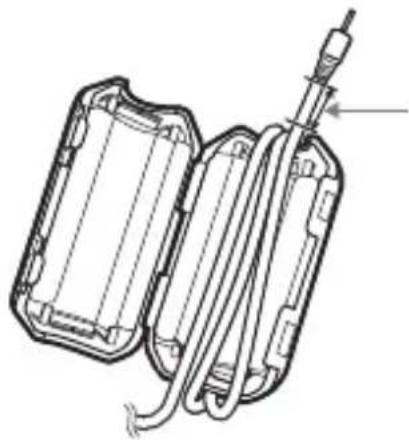 SONY ICD-BM1 - Wickeln Sie das Kabel wie unten dargestellt in den Klemmfilter. - 1