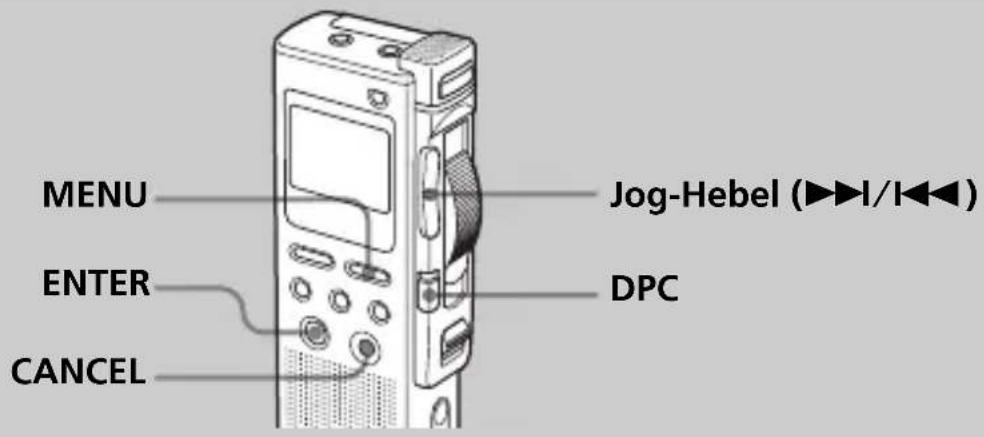 MENU ENTER CANCEL Jog-Hebel (▶▶▶▶▶▶▶) DPC
