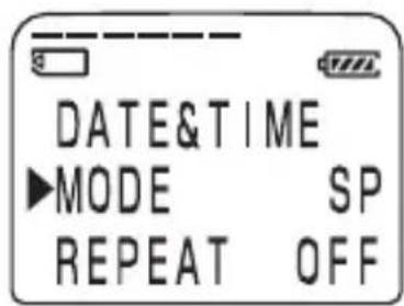 DATE&TIME ►MODE SP REPEAT OFF