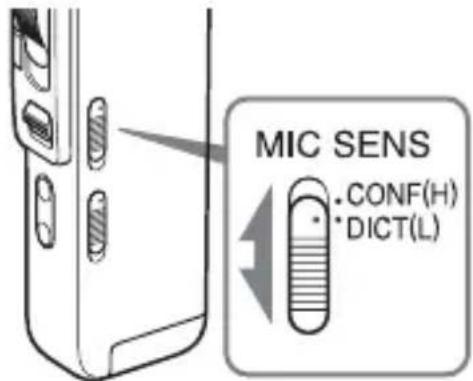 SONY ICD-BM1 - Auswählen der Mikrofonempfindlichkeit - 1
