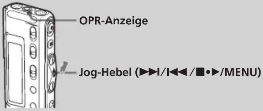 OPR-Anzeige Jog-Hebel (►►I/I◄►/■•►/MENU)