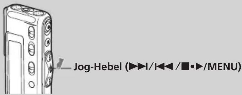 Jog-Hebel (▶▶▶I/I◀◀ /■•▶/MENU)