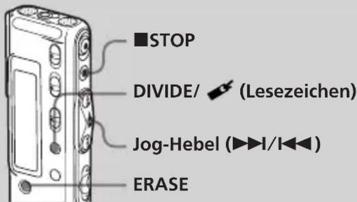 ■STOP DIVIDE/ (Lesezeichen) Jog-Hebel (▶▶▶▶▶▶◀◀◀) ERASE