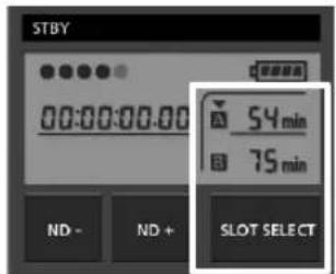 STBY 00:00:00:00 54 min 75 min ND - ND + SLOT SELECT