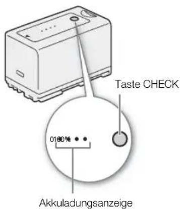 Taste CHECK 0100% Akkuladungsanzeige