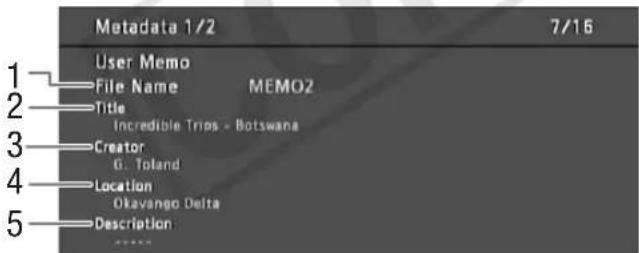 CANON EOS C300 EF - [Metadata 1/2]-Statusanzeige (nur CAMERA -Modus) - 1