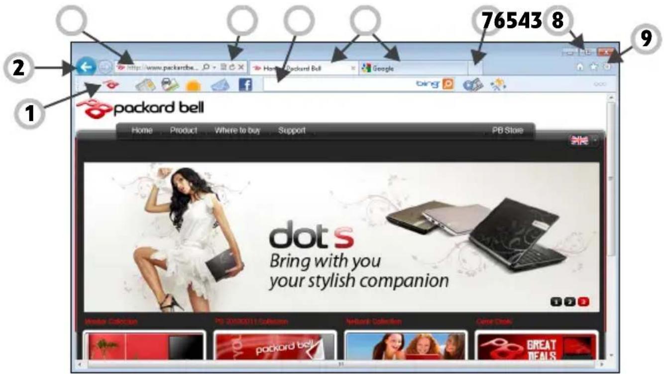 PACKARD BELL Easy Note NX69 - Merkmale des Internet Explorers - 1
