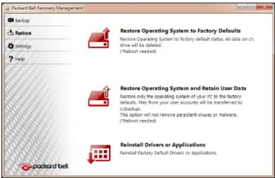PACKARD BELL EasyNote NX 86 - Arten der Wiederherstellung - 1