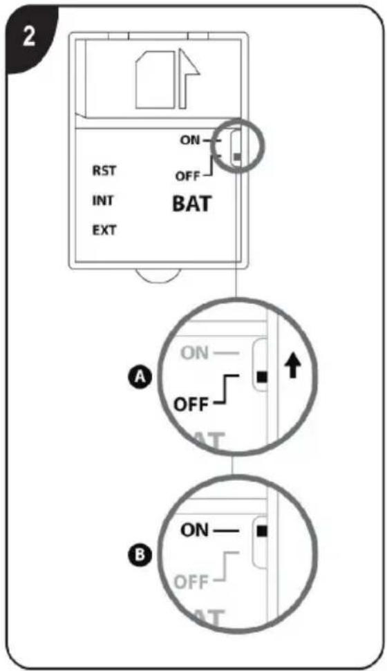 2 RST INT EXT ON OFF BAT A ON OFF AT B ON OFF AT