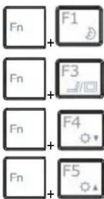Fn + F1 Fn + F3 Fn + F4 Fn + F5