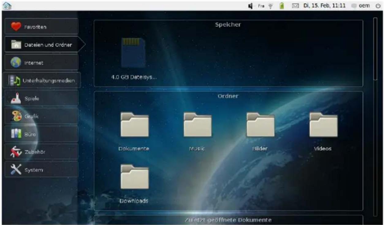 Speicher 4.0 GB DateIsys... Ordner Dokumente Musik Bilder Videos Downloads Zuletzt geöffnete Dokumente
