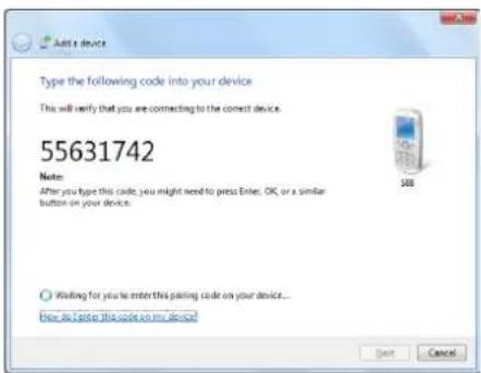 Add a device Type the following code into your device This will verify that you are connecting to the correct device. 55631742 Note: After you type this code, you might need to press Enter, OK, or a similar button on your device. Waiting for you to enter this pairing code on your device... How do it enter this code on my device Next Cancel