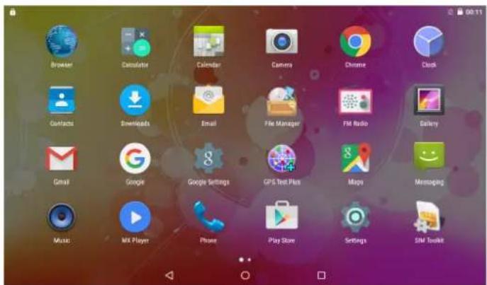 Browser Calculator Calendar Camera Chrome Clock Contacts Downloads Email File Manager FM Radio Gallery Gmail Google Google Settings GPS Tech Plus Maps Messaging Music MX Player Phone Play Store Settings SIM Toolkit