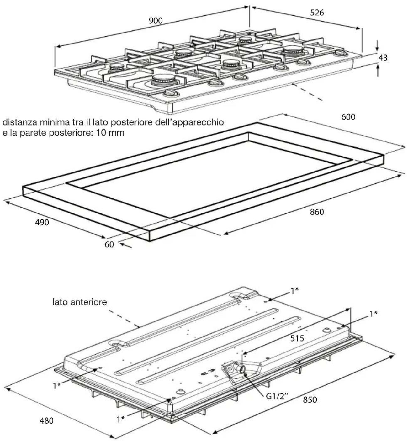 ASKO HG 1774 SB - Dimensioni di installazione - 1