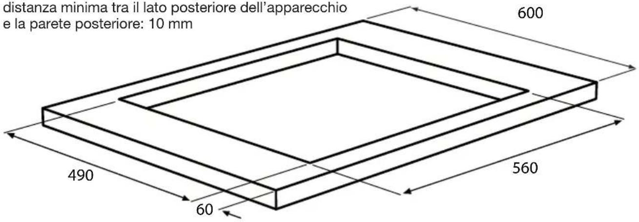 distanza minima tra il lato posteriore dell'apparecchio e la parete posteriore: 10 mm 600 490 60 560