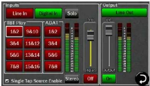 Inputs Line In Digital In Solo TBT Play 1&2 9&10 1&2 3&4 11&12 3&4 5&6 13&14 5&6 7&8 15&16 7&8 ADAT 0.0 Input Output Line Out Single Tap Source Enable Stereo Off On