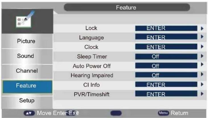 Tecovision LED32CHRDWHBD - Feature Menu - 1