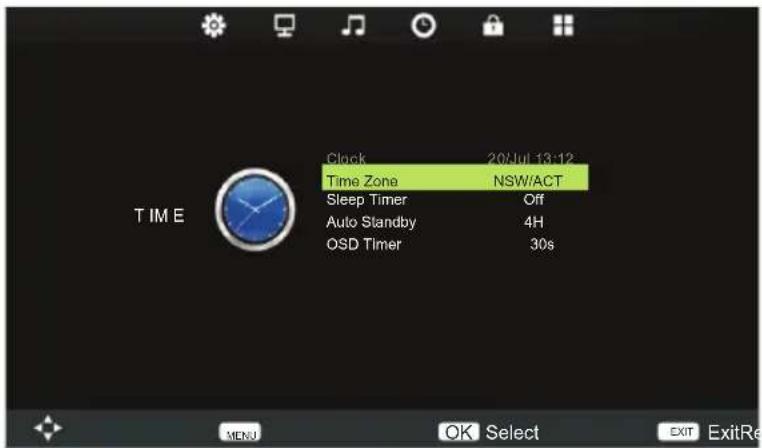 Tecovision LED19AHRLCBC - Time Menu - 1