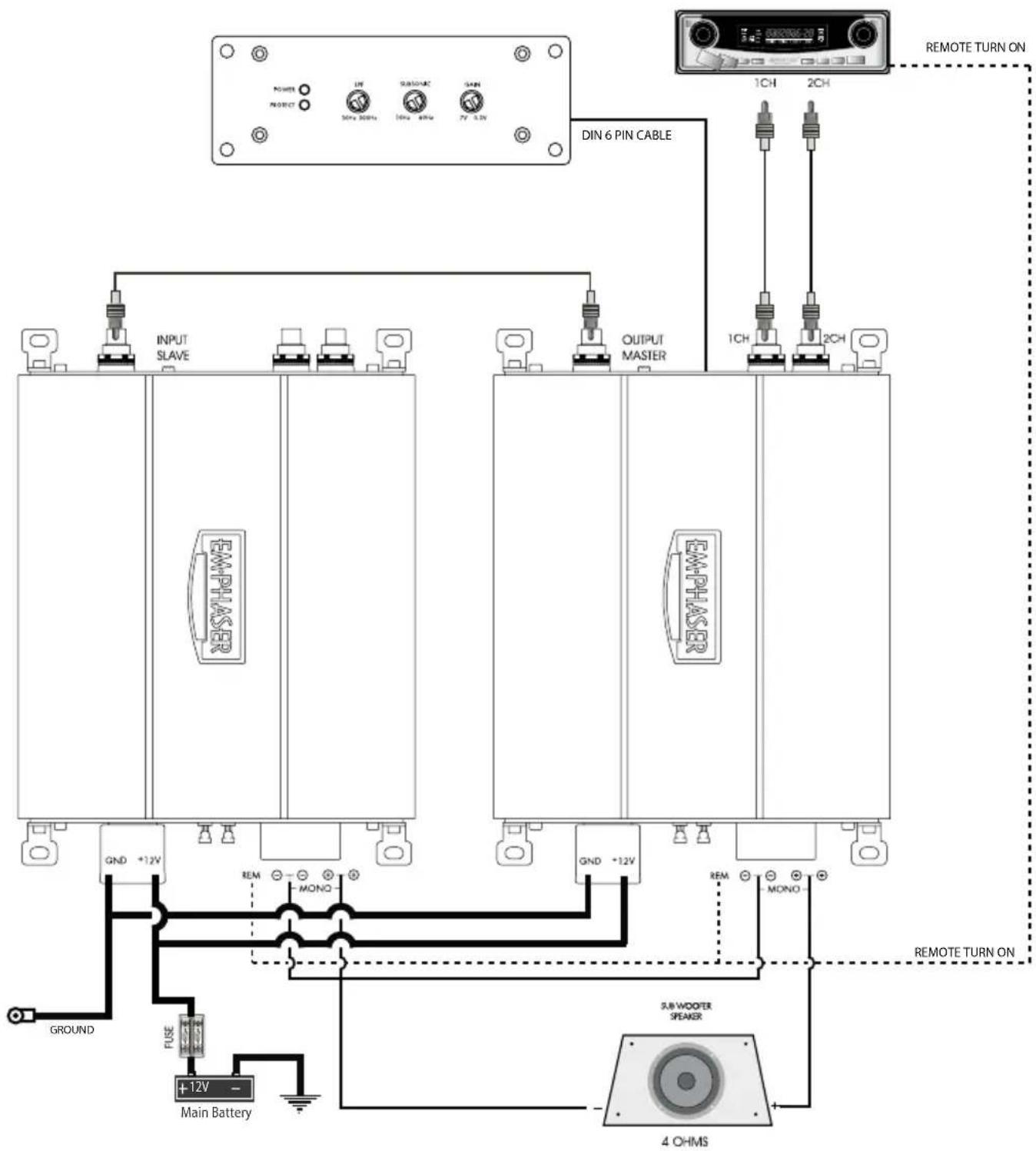 Emphaser EA 1500 FLX - MASTER/SLAVE CONNECTION SCHEMATIC - 1