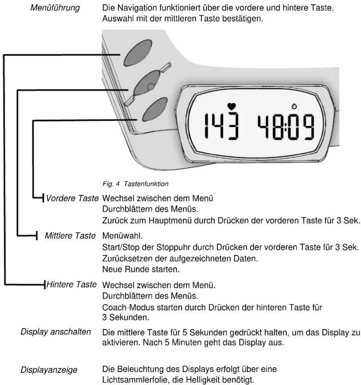 OSynce Screeneye x - Tastenfunktion im Hauptmenü - 1