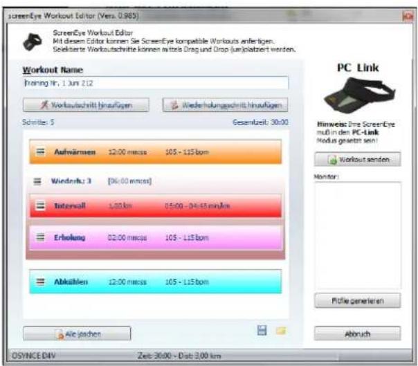 OSynce Screeneye x - Workout Editor - 2