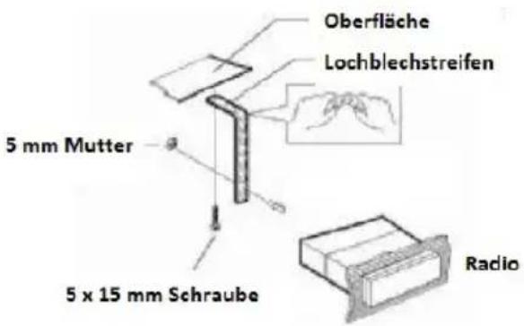 Oberfläche Lochblechstreifen 5 mm Mutter 5 x 15 mm Schraube Radio