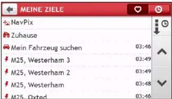MEINE ZIELE NavPix Zuhause Mein Fahrzeug suchen 03:46 M25, Westerham 3 03:49 M25, Westerham 2 03:49 M25, Westerham 03:48 M25, Oxted 03:46