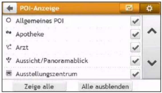 POI-Anzeige Allgemeines POI Apotheke Arzt Aussicht/Panoramablick Ausstellungszentrum Zeige alle Alle ausblenden