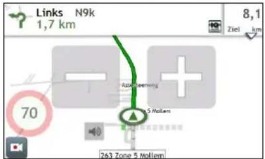 Links N9k 1,7 km 8,1 Ziel km 70 Auto Opening 5 Moliem 263 Zone 5 Moliem