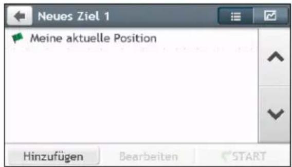 Neues Ziel 1 Meine aktuelle Position Hinzufügen Bearbeiten START