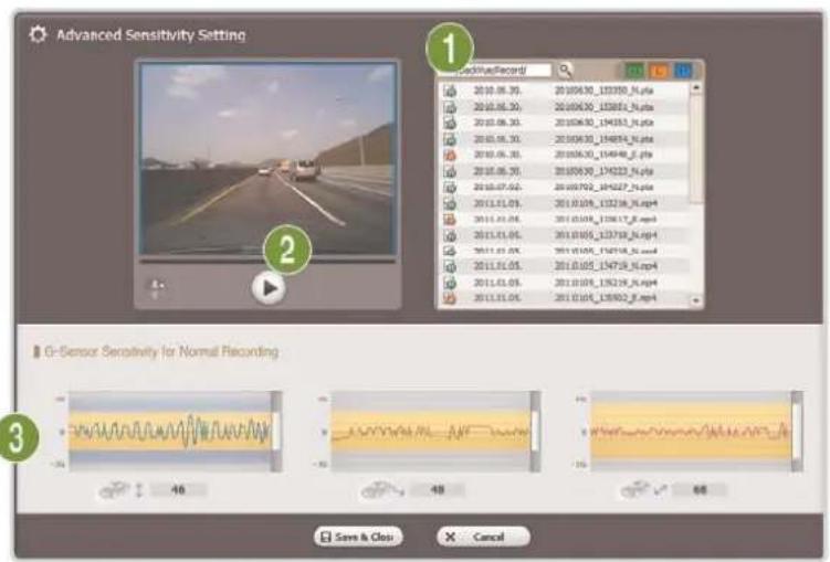 BlackVue DR380-HD - Paramètres avancés de sensibilité - 1