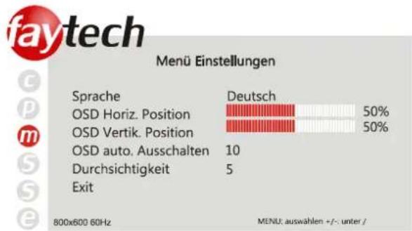 Faytech Touchscreen-Monitor FT08TMS - Menü Einstellungen - 1