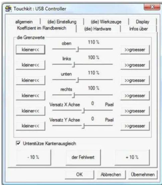 Faytech Touchscreen-Monitor FT08TMS - Koeffizient im Randbereich Feinjustierung der Touchfläche - 1