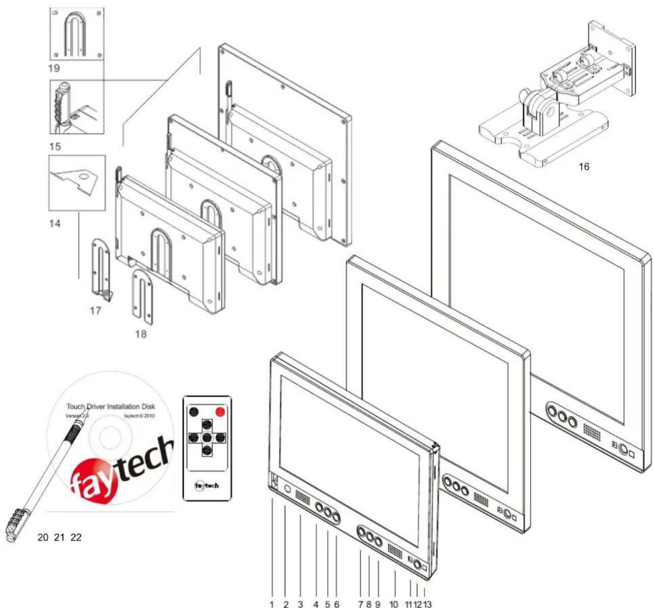 Faytech Touchscreen-Monitor FT08TMS - LIEFERUMFANG - 1