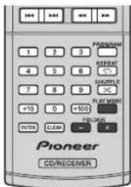 1 2 3 4 5 6 7 8 9 +10 0 +100 ENTER CLEAN - 4 PROGRAM RESET SHUTTER PLAY MODE POLDER Pioneer CD/RECEIVER