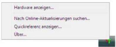 Hardware anzeigen... Nach Online-Aktualisierungen suchen... Quickreferenz anzeigen... Über...