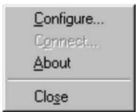Configure... Connect... About Close